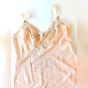 Vintage Boudoir 60s‎ 70s Sheer Pale Pink & Beige Slip Dress/Nightgown size 36